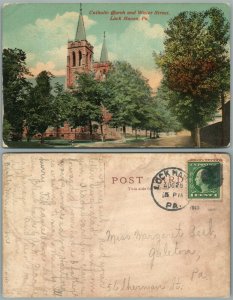 LOCK HAVEN PA WATER STREET CATHILIC CHURCH 1913 ANTIQUE POSTCARD