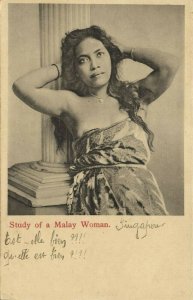 straits settlements, SINGAPORE, Study of a Malay Woman showing Nipple (1910s)