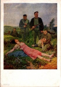 Mint Russia USSR Patriotic WW2 Picture Postcard Enemy Have been here