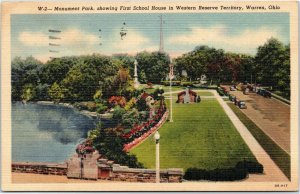 postcard Monument Park, Warren Ohio