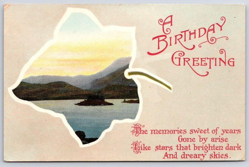 Vintage Postcard A Birthday Greetings Memories Sweet of Years! Maple Leaf Nature