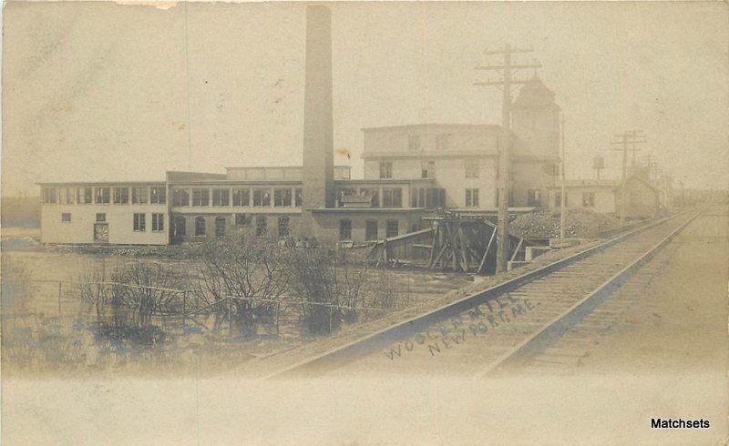 Circa 1910 NEWPORT, MAINE Woolen Mill Railroad RPPC postcard 4363