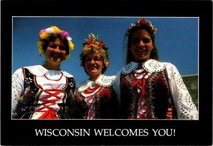 Stevens Point, WI Wisconsin  WOMEN~POLISH DANCERS  Vacation Advertising Postcard