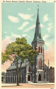 Vintage Postcard 1930's St. Peter's Roman Catholic Church Danbury Connecticut CT