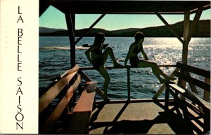 VINTAGE POSTCARD SILHOUTTES AND PROFILES LAKE SCENE LAURENTIANS QUEBEC 1970s