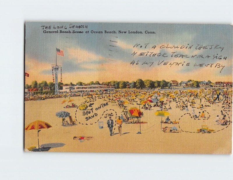 Postcard General Beach Scene at Ocean Beach, New London, Connecticut