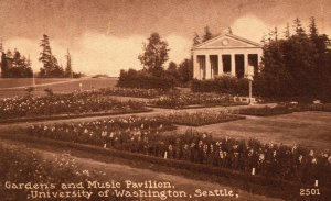 Gardens & Music Pavilion University of Washington Seattle Vintage Postcard