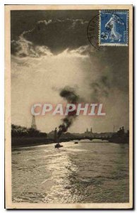 Postcard Old Effect of lighting on the Seine Eiffel Tower