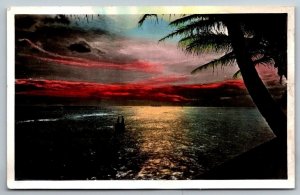 RPPC  Colored  Sunset Scene Hawaii  Real Photo Postcard  c1930