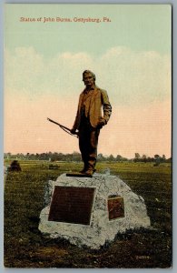 Postcard Gettysburg PA c1932 Statue of John Burns Civil War Hero