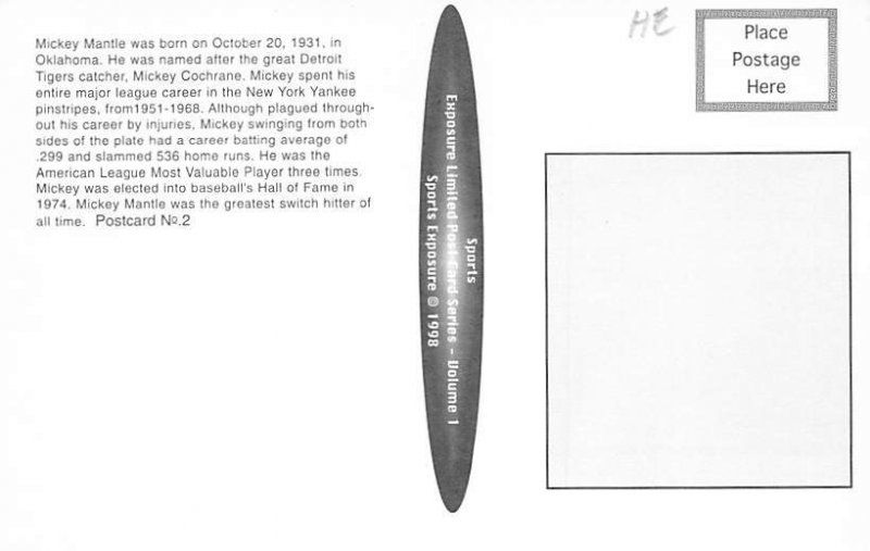 Mickey Mantle New York Yankees Baseball Unused 