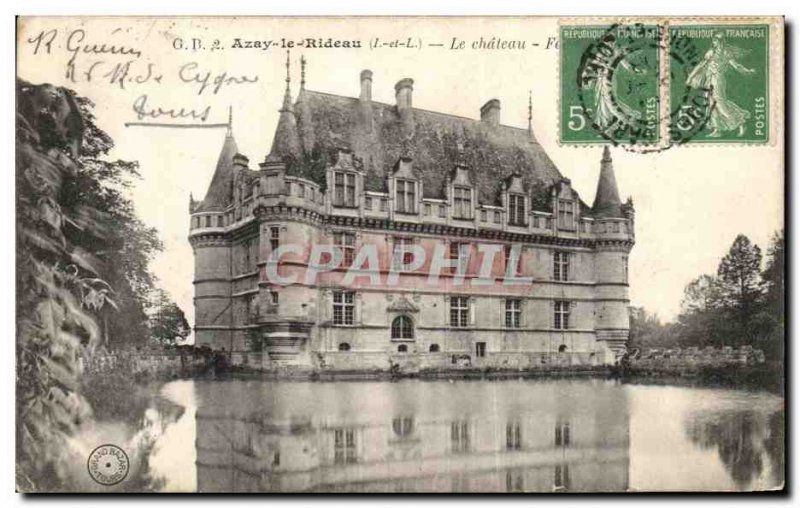 Old Postcard Azay le Rideau Chateau