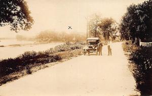 Lake St Peter Ontario Canada Lower End of City River Old Car RPPC