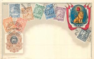 Stamps of Paraguay with coat of arms by Ottmar Zieher chromo litho postcard