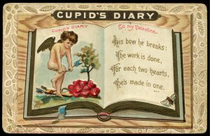 Cupid's Diary. Embossed Samuel Langdorf & Co. postcard. 1910