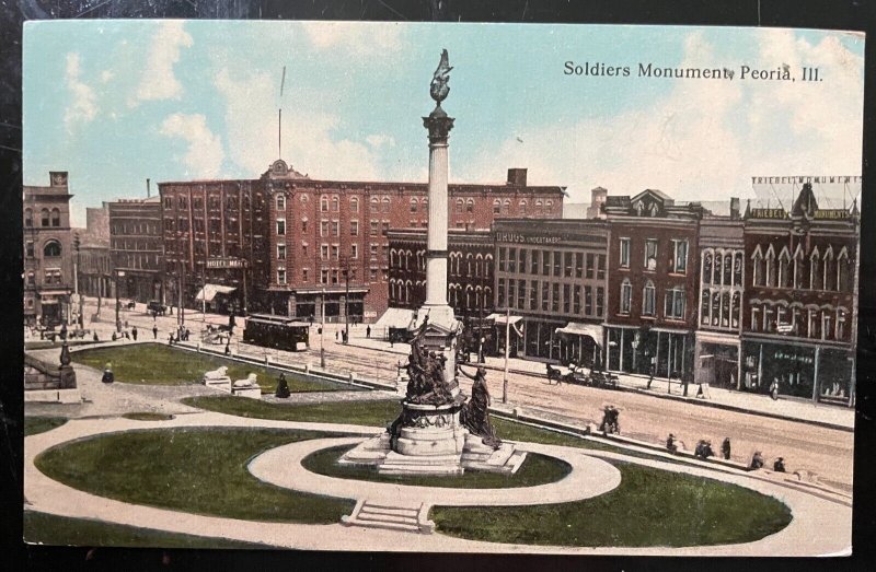 Vintage Postcard 1907-1915 Soldiers Monument, Peoria, Illinois (IL)