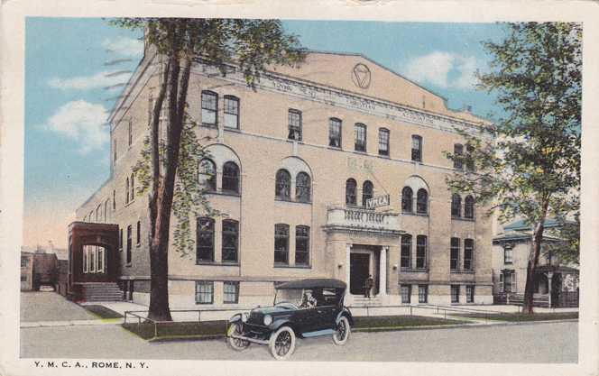 Old Car at YMCA - Rome NY, New York - pm 1930 - WB