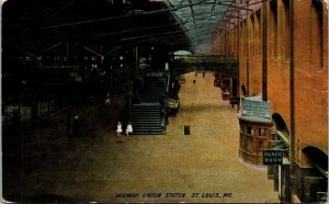 Postcard Interior of Midway Union Railroad Station in St. Louis, Missouri~3392