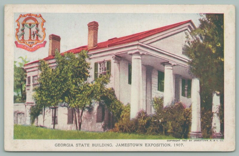 Jamestown Virginia~Jamestown Exposition~GA State Building~Georgia Seal~Postcard 