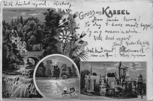 Germany 1898 Gruss aus Kassel Moonlight Flowers Lowenburg postcard B963