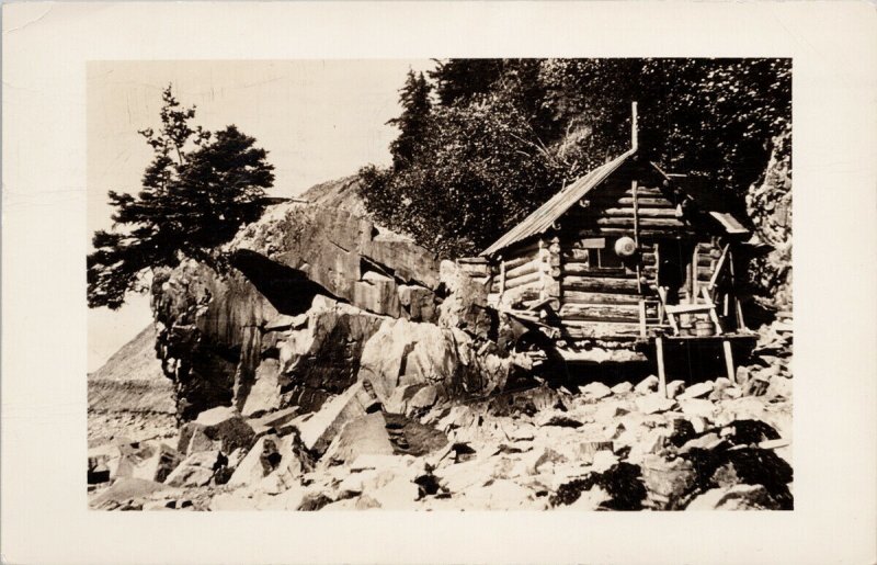 Cabin Anchorage Alaska Cancel 1943 Examined Censorship RPPC Postcard H8