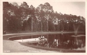 Jacksonville Florida Riverside Park Children at Lake Real Photo Postcard AA35126