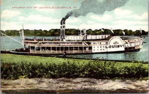 Postcard Steamer City of Louisville in Louisville, Kentucky