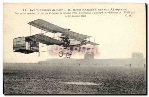 Old Postcard Jet Aviation Henri Farman on his airplane View taken during the ...