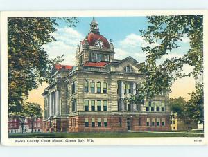 Unused Linen COURTHOUSE SCENE Green Bay Wisconsin WI d2601