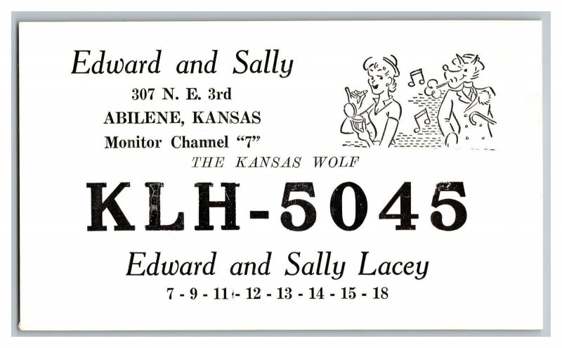 QSL Radio Card From Abilene Kansas KLH-5045