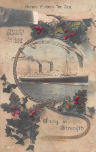 Hands Across the Sea RMS Remembrance Steamship Tinted Real Photo PC JH230933