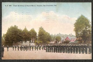 COAST ARTILLERY AT GUARD MOUNT PRESIDO SAN FRANCISCO CALIFORNIA POSTCARD 1918