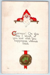 1913 Christmas Message Holly Berries Seal Embossed Erie PA Antique Postcard