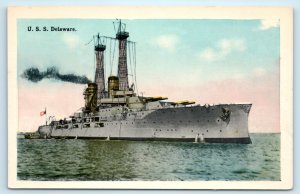 Battleship USS Delaware Navy Postcard