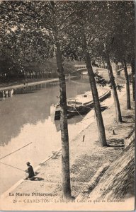 France Charenton La Berge du Canal au quai de Charenton Vintage Postcard B118