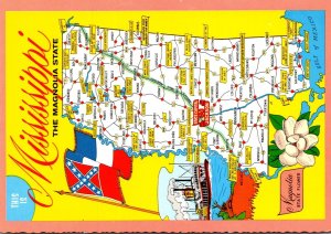 Mississippi Greetings From The Magnolia State With Map