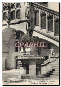 Old Postcard Pierrefonds Chateau Statue of the Duke of Orleans du Chateau Fou...