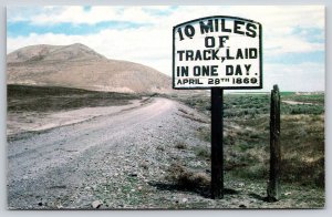 Roadside Sign UTAH~Central Pacific Railroad 10 Miles Of RR Track 1869~1960s PC