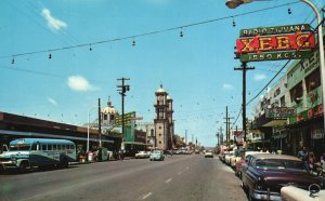 Vintage Postcard Street Scene Heroes Chapoltepec Shopping Center Tijuana Mexico