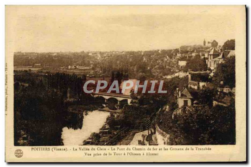 Old Postcard Poitiers La Vallee du Clain The railroad bridge and the slopes o...