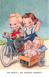 Postcard 1930s Tuck Dinah Children bicycle sidecar comic TP24-1120