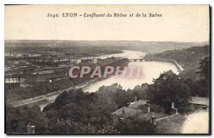 Old Postcard Lyon Confluence of Rhone and Saone