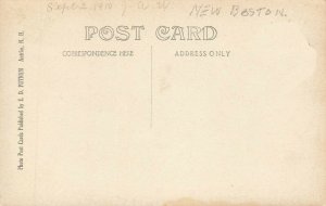 New Boston NH Village Square Flag Pole 1910 Real Photo Postcard