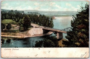 Heinola Finland Bridge Park View and Lake Mountain in Background Postcard
