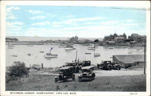 CAPE COD MA Harwichport Wychmere Harbor OLD CARS c1920 Postcard