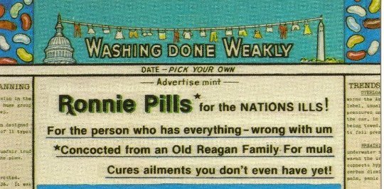 Artist Signed Postcard, Political Satire Ronald Reagan Ronnie Pills