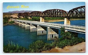 PARKER, AZ Arizona ~ RAILROAD & HIGHWAY BRIDGES c1960s Petley Postcard