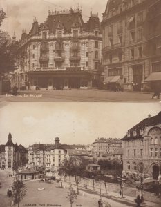 Switzerland Lausanne real photo postcards shop stores bank square Chauderon 