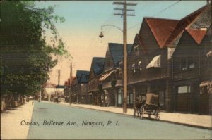 Newport RI Bellevue Ave NICE COLOR - Casino c1910 Postcard