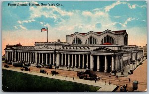 Vtg New York City NY Pennsylvania Station Railroad Train Terminal 1910s Postcard